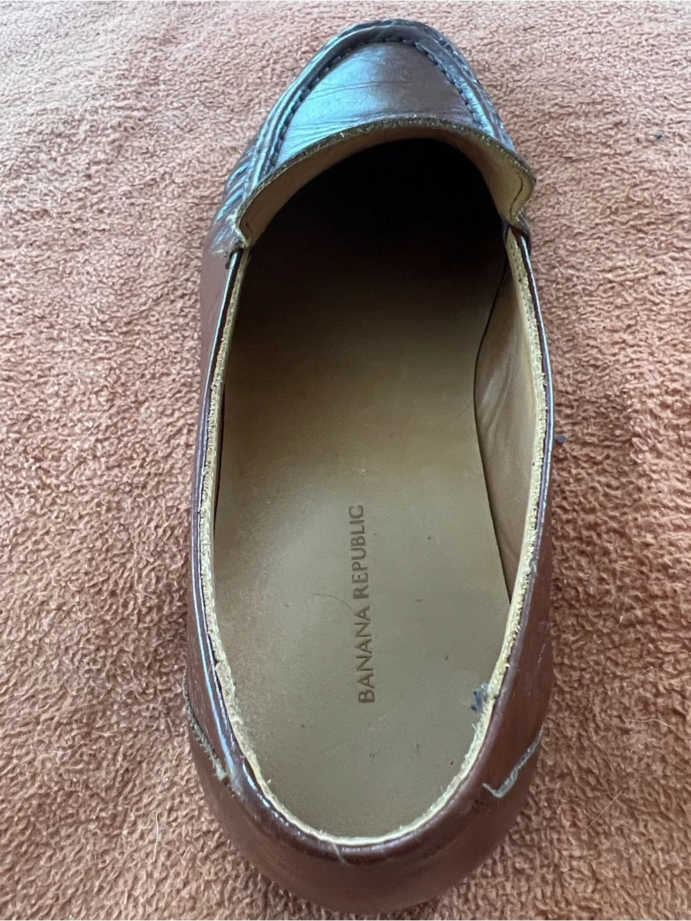 Banana Republic Men's Brown Leather Moc-Toe Slip-On Loafers